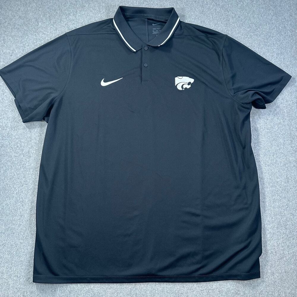Kansas State Wildcats Nike Dri-Fit Polo Shirt Men's 3XL Black Short Sleeve